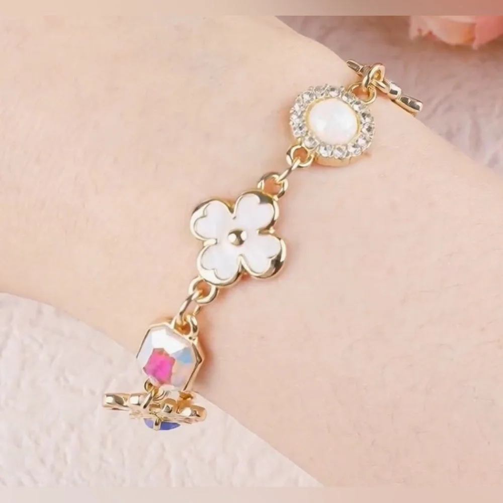 Stunning Nordstrom 14kKT Dip Gemstone Clover Good Luck bracelet - Picture 3 of 4